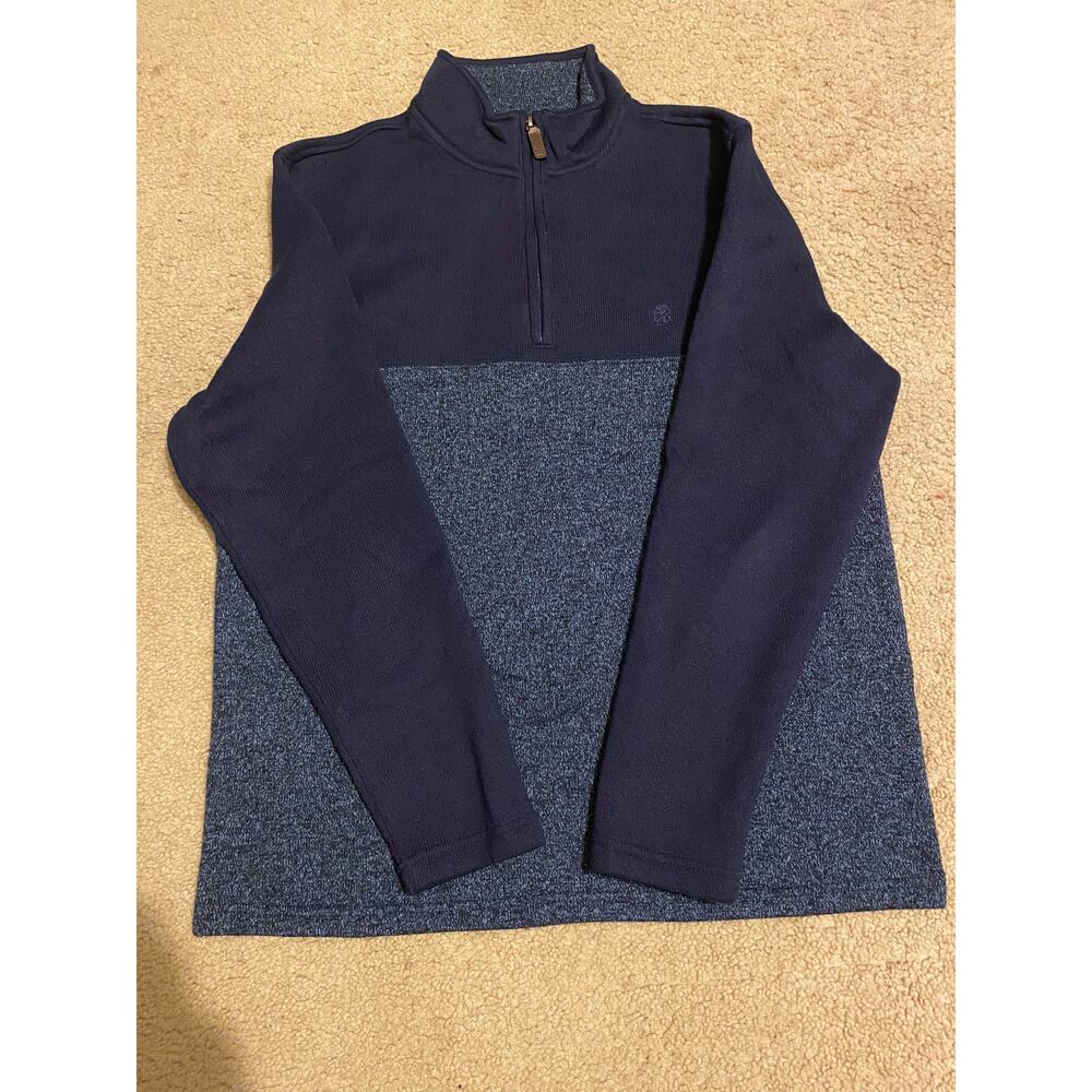 IZOD Sweater Fleece Mens Quarter-Zip Pullover Blue/Navy Size M